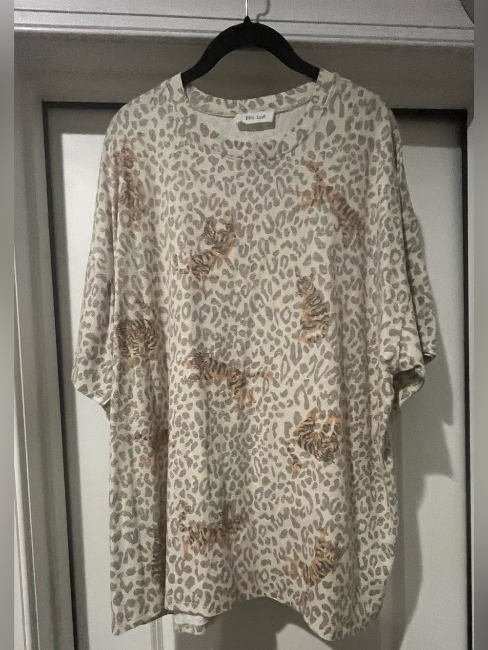 Z Supply Leopard & Tiger Print Oversized Top - Cream